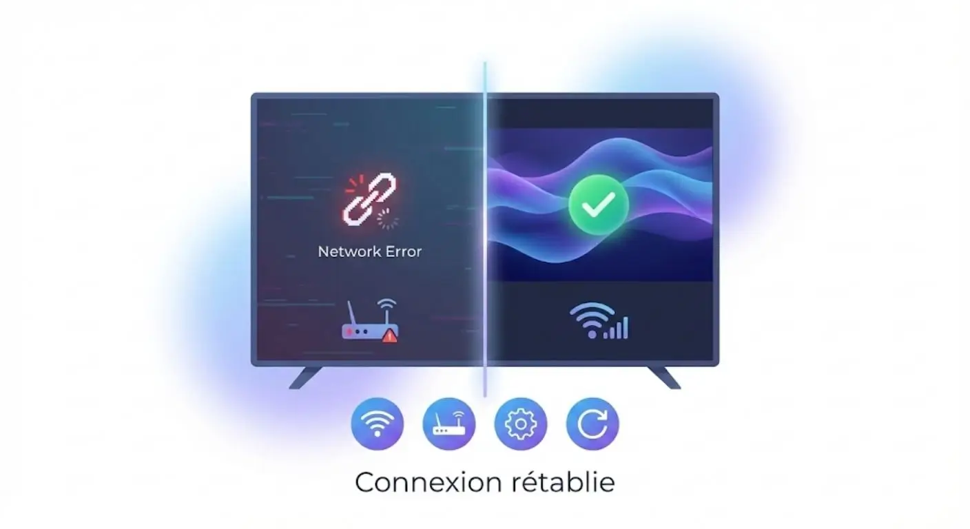 Erreur réseau IPTV Smarters Pro causée par un problème de connexion Internet ou de réglages