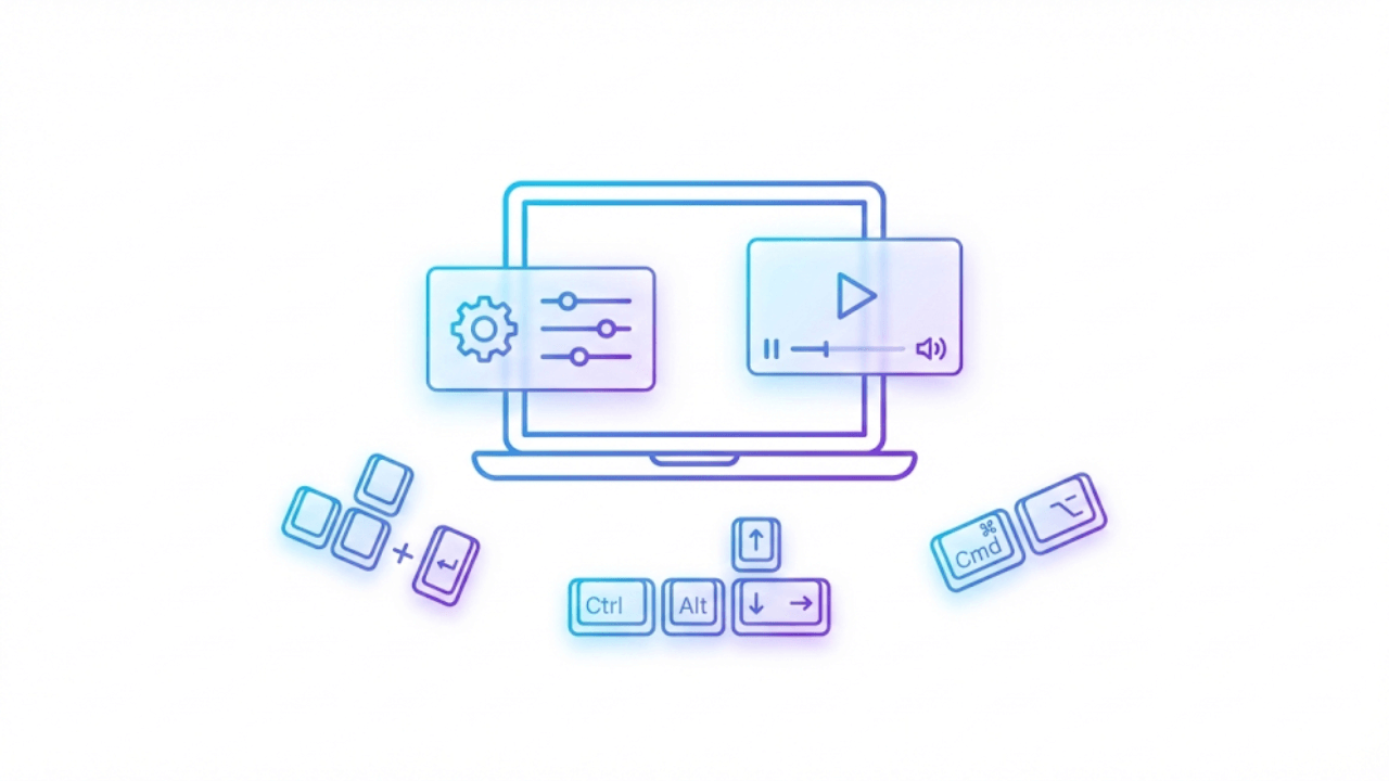 Illustration ordinateur pour IPTV Smarters Pro sur PC en style minimaliste