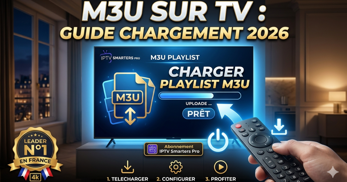 Interface de chargement de playlist M3U sur Smart TV avec IPTV Smarters Pro France.